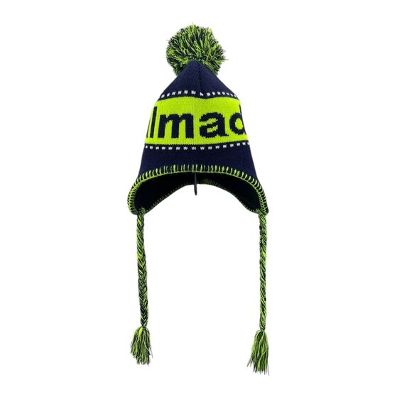 Real Madrid Knitted Winter Hat Pom Pom & Tassels Acrylic Blue Green Beanie Cozy - Picture 1 of 9